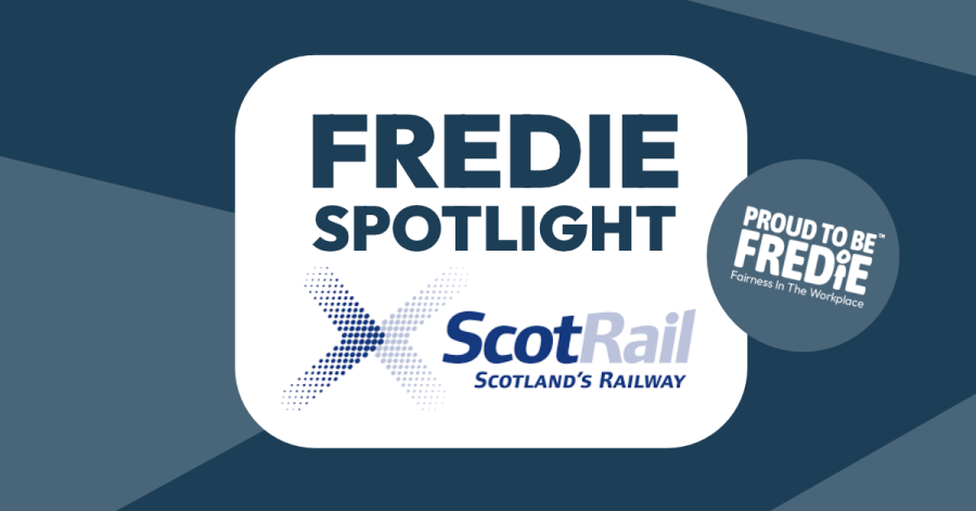 A monotone graphic. Text reads: FREDIE Spotlight Scotrail